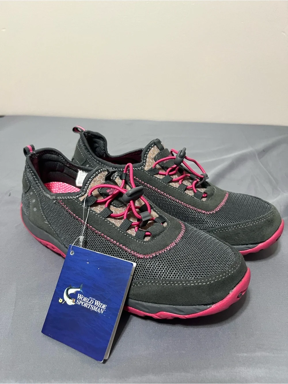 NWT Fisherman Worldwide Sportsman Clear Creek Shoes Womens 10M Gray Suede Mesh
